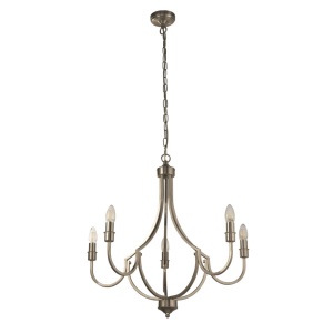 Candelabru cu 5 brate design vintage Lodge argintiu satinat