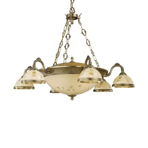 Candelabru cu 6 brate din alama cu sticla decorata design italian 6208 101703 universul-luminii.ro