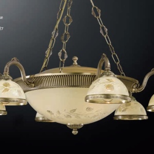 Candelabru cu 6 brate din alama cu sticla decorata design italian 6208 201463 universul-luminii.ro