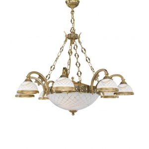 Candelabru cu 8 brate clasic design italian din alama, sticla 7002 RA-L. 7002/8+3