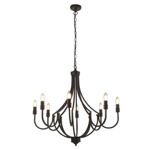 Candelabru cu 8 brate design rustic Lodge negru 139323 universul-luminii.ro