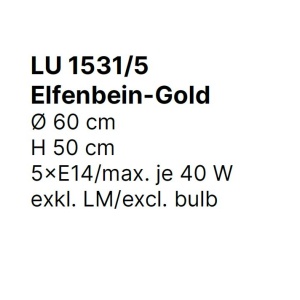 Candelabru design rustic cu 5 brate Vela, ivory 211843 universul-luminii.ro