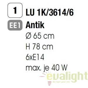 Candelabru design rustic cu 6 brate Rusticka LU 1K/3614/6 Antik OR - Img 3