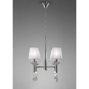 Candelabru elegant cu 4 brate Tiffany crom/ abajur alb 219853 universul-luminii.ro
