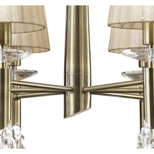 Candelabru elegant cu 6 brate Tiffany alama antique/ abajur soft bronz 130933 universul-luminii.ro