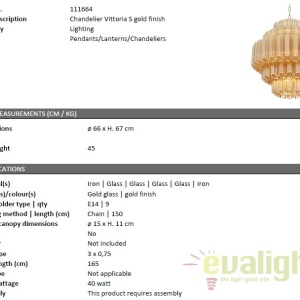 Candelabru elegant design LUX Vittoria S auriu 111664 HZ 47883 universul-luminii.ro