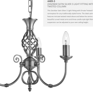 Candelabru elegant stil clasic Zanzibar argintiu 3L 4489-3 SRT - Img 2