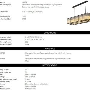 Candelabru rectangular design LUX Bernardi, 140x50cm - Img 7