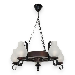 Candelabru rustic fabricat manual din lemn diam.30cm, 5 brate Roata WOOD-RO-SP5D30 577633 universul-luminii.ro