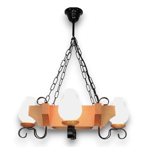 Candelabru rustic fabricat manual din lemn dim.50x50cm, 4 brate Queen WOOD-QU-SP4 577543 universul-luminii.ro