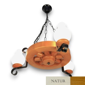 Candelabru rustic fabricat manual din lemn Roata 3L 146563 universul-luminii.ro
