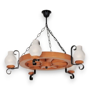 Candelabru rustic fabricat manual din lemn Roata 5L 227153 universul-luminii.ro
