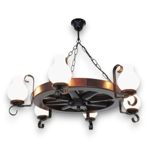 Candelabru rustic fabricat manual din lemn Roata 6L - Img 19