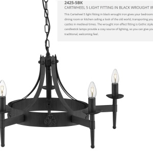 Candelabru stil rustic Cartwheel 5L 2425-5BK SRT - Img 5