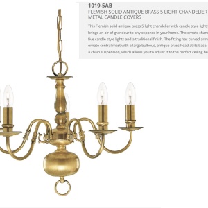 Candelabru traditional stil clasic Flemish alama 5L 1019-5AB SRT 59313 universul-luminii.ro