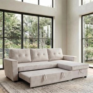 Coltar extensibil, catifea champagne beige, APARTMENT 205cm - Img 8