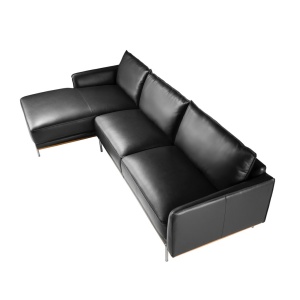 Coltar LUX 5 locuri design italian cu sezlong stanga Cowhide black - Img 5