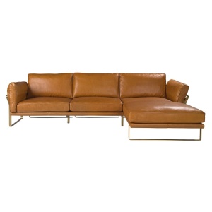 Coltar LUX design italian cu sezlong dreapta Cowhide camel