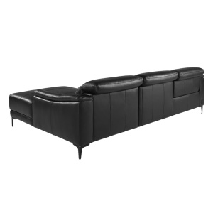 Coltar LUX design italian cu sezlong dreapta si functia relax Cowhide negru - Img 3