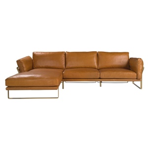 Coltar LUX design italian cu sezlong stanga Cowhide camel - Img 3