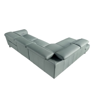 Coltar LUX design italian cu sezlong stanga si functia relax Cowhide verde turcoaz - Img 3