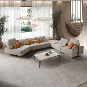 Coltar modular LUX design italian cu sezlong dreapta Velvet sand - Img 5
