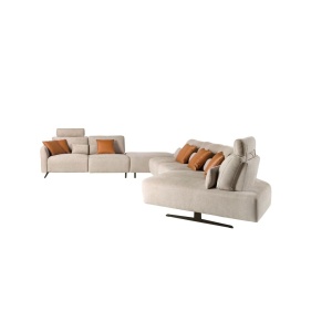 Coltar modular LUX design italian cu sezlong stanga Velvet sand - Img 8