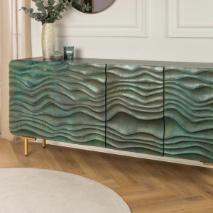 Comoda cu fronturi 3D design ondulat WAVE 160cm, turcoaz - Img 2