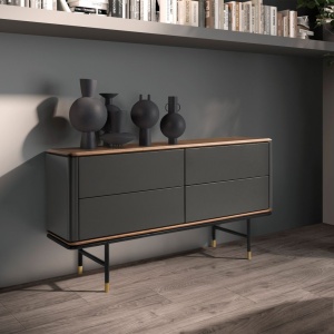 Comoda deosebita design LUX Dark Grey-Walnut 140x45cm - Img 5