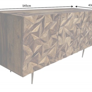 Comoda design industrial Stone Finish 150cm Sheesham - Img 7