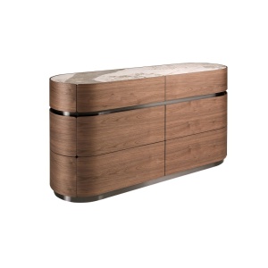 Comoda din furnir de nuc cu blat marmura portelanata Walnut - Img 2