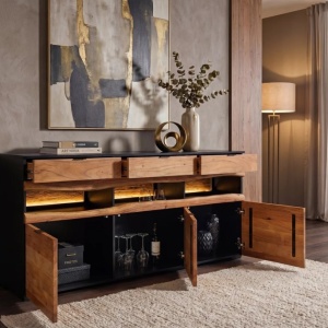 Comoda din lemn masiv GRAND ACACIA 180cm cu iluminat - Img 10