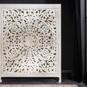Comoda inalta design oriental MARRAKECH 140cm, alb - Img 10