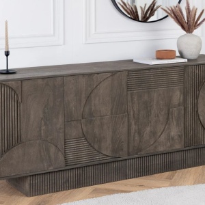 Comoda TV cu model optic 3D, Lemn mahon gri, ART DECO 170cm - Img 6