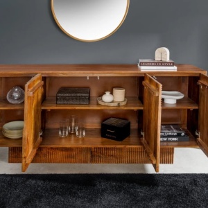 Comoda TV cu model optic 3D, Lemn mahon maro, ART DECO 170cm - Img 5