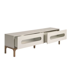 Comoda TV design modern cu iluminare interioara Gray and Walnut - Img 7