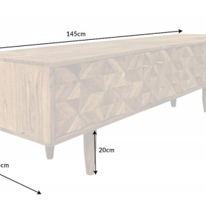 Comoda TV din lemn de salcam cu model 3D Alpine 145cm - Img 6
