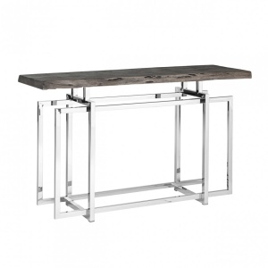Consola design LUX din otel lucios si lemn Tuxedo