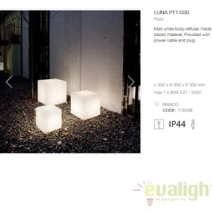 Corp iluminat decorativ exterior cu protectie IP44 LUNA PT1 D30 191577 58183 universul-luminii.ro