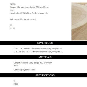 Covor design LUX tesut manual din lana Marsala 300x400 - Img 4