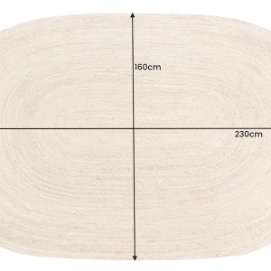 Covor oval din iuta, fabricat manual din fibra naturala, PURE NATURE 160x230cm - Img 2