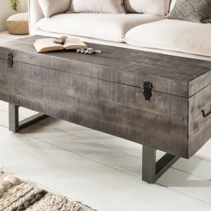 Cufar din lemn Factory Loft 115cm, mango gri A-39664 VC - Img 6
