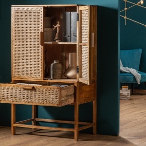 Dulap design oriental din lemn si bambus, Bamboo Lounge 140cm A-39821 VC - Img 5