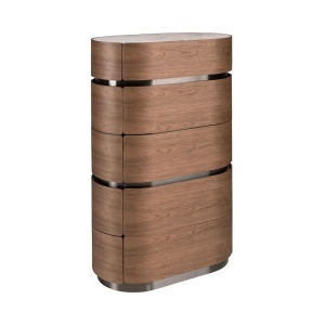 Dulapior 5 sertare furnir de nuc cu blat marmura portelanata Walnut - Img 3