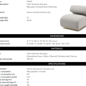 Fotoliu design elegant LUX Sansome, Reve grey - Img 9