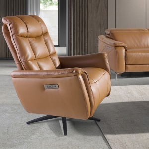 Fotoliu design LUX cu functia relax Cowhide brown leather - Img 8