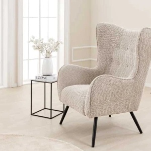 Fotoliu elegant design retro AMSTERDAM boucle greige - Img 4