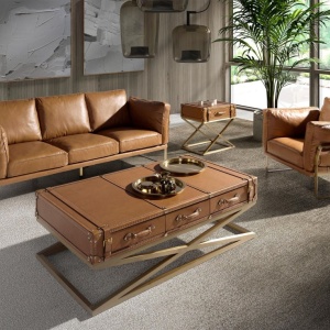 Fotoliu LUX design italian Cowhide camel - Img 6