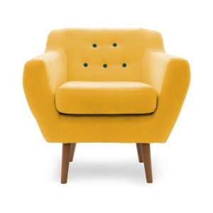 Fotoliu LUX elegant si confortabil cu picioare stejar si tapiterie galbena, Kelly 1 stejar/ galben