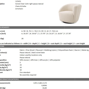 Fotoliu pivotant design elegant LUX Colin right, pausa natural 115431 HZ - Img 8